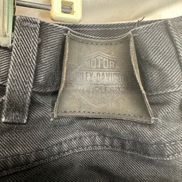 Vtg Harley Davidson Mens 42x30 Faded Spell Out Traditional Fit Jeans Black USA - Picture 9 of 16